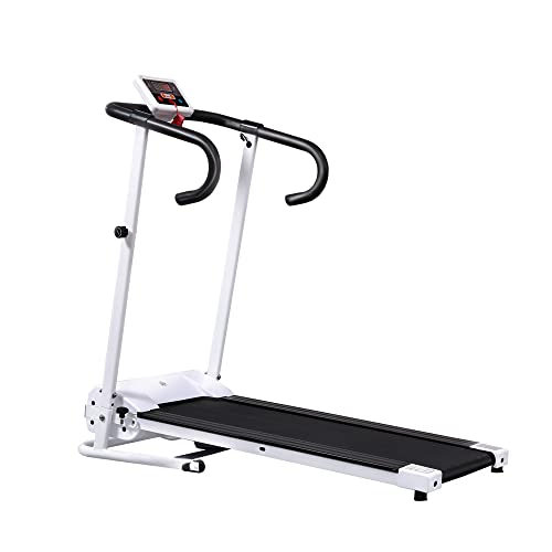 HOMCOM 1.25HP Motorised Electric Treadmill, 10km/h Folding Running Machine, Gym Fitness Exercise with LCD Monitor, White