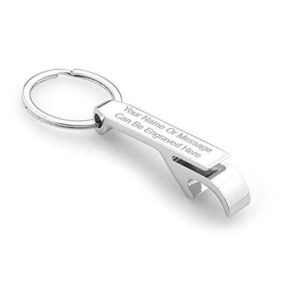 Personalised Chrome Bottle/Drink Can Opener Keyring - Engraved with Your Custom Text