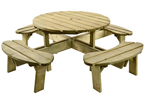 BrackenStyle Aberdeen Picnic Table – Durable Heavy Duty Round Pub Table – Suitable for 8 People 2.15M Diameter