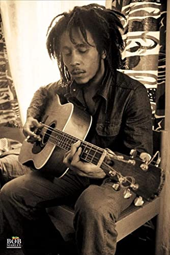 Pyramid International Bob Marley Acoustic Guitar Sepia Music Cool Wall Decor Art Print Poster 60x90