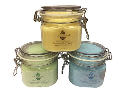 Mens Relaxing Bath Salts Soak 550g Gift Jar Epsom Salts and Dead Sea Salts Enriched with Cedarwood, Lemon & Patchouli 100% Natural Packed with Minerals