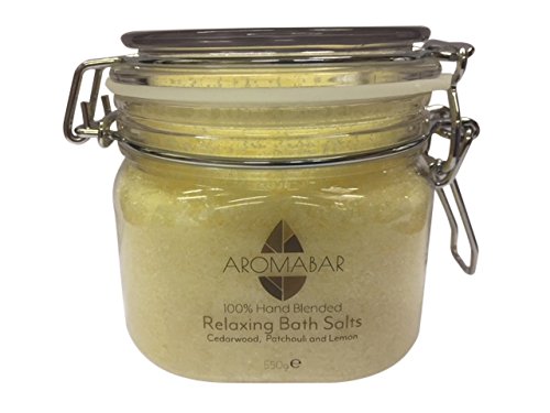 Mens Relaxing Bath Salts Soak 550g Gift Jar Epsom Salts and Dead Sea Salts Enriched with Cedarwood, Lemon & Patchouli 100% Natural Packed with Minerals