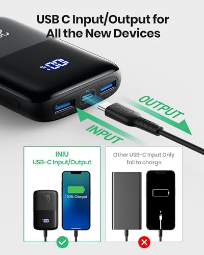 INIU Power Bank, 22.5W Fast Charging 10000mAh Battery Pack USB C Input & Output Portable Charger, PD3.0 QC4.0 Mini Portable Battery Bank for iPhone 15 14 13 Pro Max Mini Plus Samsung S22 S21