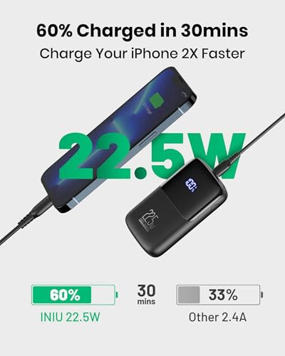 INIU Power Bank, 22.5W Fast Charging 10000mAh Battery Pack USB C Input & Output Portable Charger, PD3.0 QC4.0 Mini Portable Battery Bank for iPhone 15 14 13 Pro Max Mini Plus Samsung S22 S21