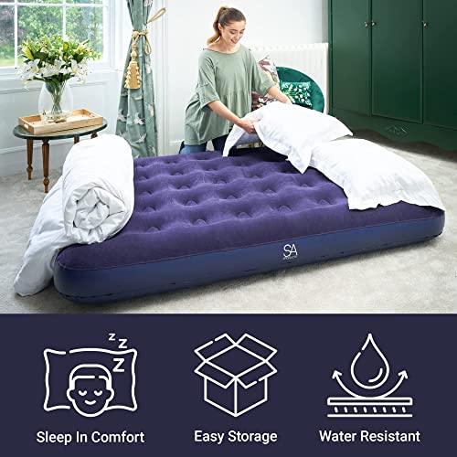 SA Products Blow Up Bed Double Airbed with Electric Air Pump Water Top Dad