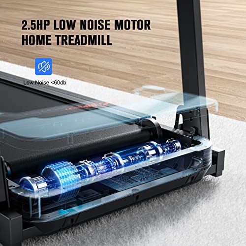 Foldable Treadmill 3 Incline Levels, Max Weight 180kg, Up to 16km/h, Bluetooth APP, FLYLINKTECH Home LCD Silent Treadmill, 43 * 110cm Running Belt, 12 Exercise Modes