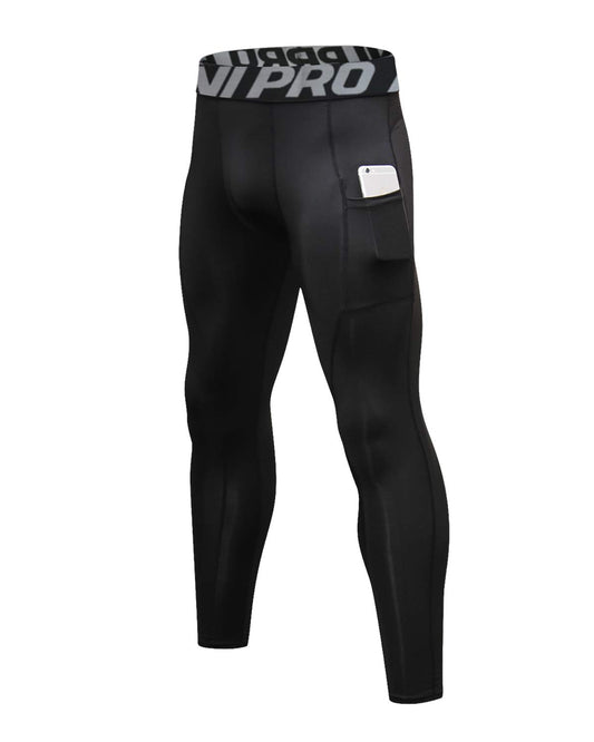 LNJLVI Men's Compression Leggings Base Layer Running Tights Sport Fitness Pants(Black,M)