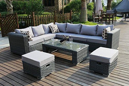 YAKOE 50020 Papaver Conservatory Modular 9 Seater Rattan Corner Garden Top Dad