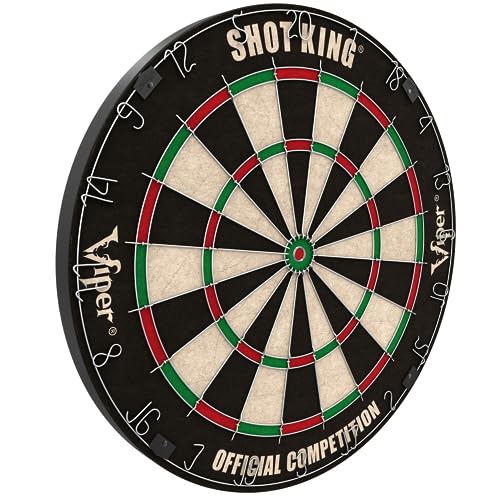 - Viper by GLD Products Shot King Regulation Bristle Steel Tip Dartboard Set with Bullseye Metal Radial Spider Wire Compressed Sisal Board -