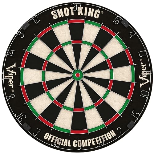 - Viper by GLD Products Shot King Regulation Bristle Steel Tip Dartboard Set with Bullseye Metal Radial Spider Wire Compressed Sisal Board -