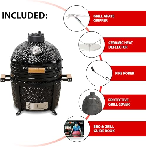 KAMADO BONO Ceramic BBQ Grill 15 Minimo Black I Kamado BBQ Charcoal Top Dad