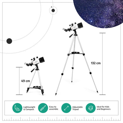 Slokey Astronomy Telescope 40070-16x-120x Travel Scope, 2 Eyepieces, 3x Barlow Lens, Tripod Mount, Phone Adapter - Portable for Kids, Beginners - Ideal for Stargazing Moon, Planets, Stars (21x13x49cm)