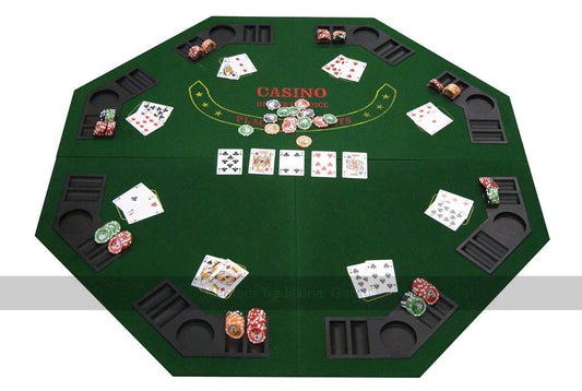 Octagonal Poker Table Top - 8 Player Folding Tabletop Poker - 125cm - Home Poker Table - Casino Games and Equipment