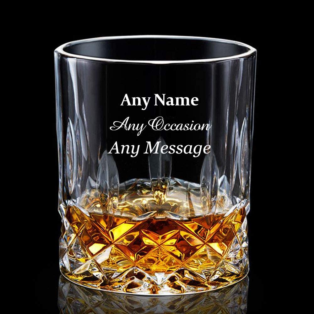 EDSG Personalised Engraved Whiskey Tumbler Glass 7oz Birthday Christmas Anniversary Wedding Gift for Men Dad Best Man Hand Finished in UK