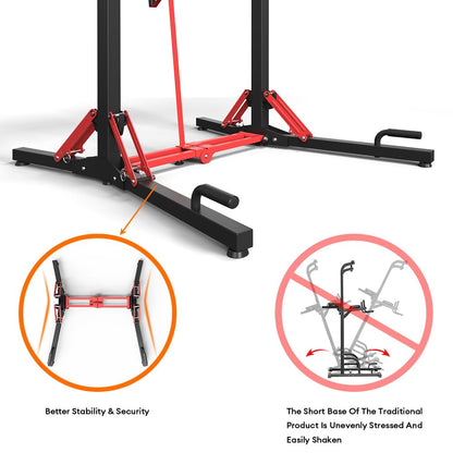 ONETWOFIT Power Tower Pull Up Bar Station, Multi-Function Adjustable Height Foldable Dip Station for Home Gym Workout, Heavy Duty Strength Training Fitness Equipment, Pull Up Stand 400LBS