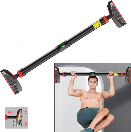 HAKENO Pull Up Bar for Doorway, Chin Up Bar Upper Body Workout No Screw Installation for Home Gym Exercise Fitness with Level Meter and Adjustable Width