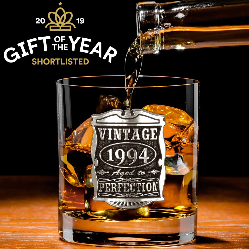 English Pewter Company Vintage Years 1994 30th Birthday or Anniversary Whisky Glass Tumbler - Unique Gift Idea for Men [VIN130]