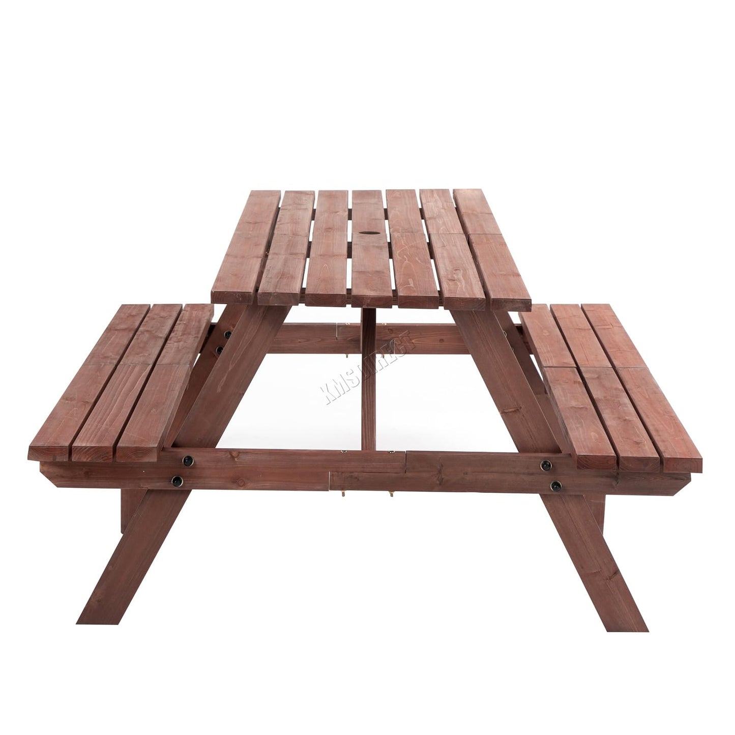 BIRCHTREE Outdoor Wooden Picnic BBQ Rectangular Table Bench Garden Patio Deck Pub Chair 4 Seats Garden Patio Home Park Furniture Fir Wood Brown New