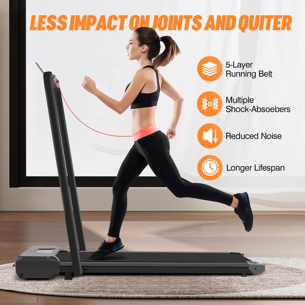 Panana Treadmill Under Desk Treadmill Walking Running Machine for Home Use, Foldable Treadmill with LED Monitor and Remote Control, 220 Weight Capacity