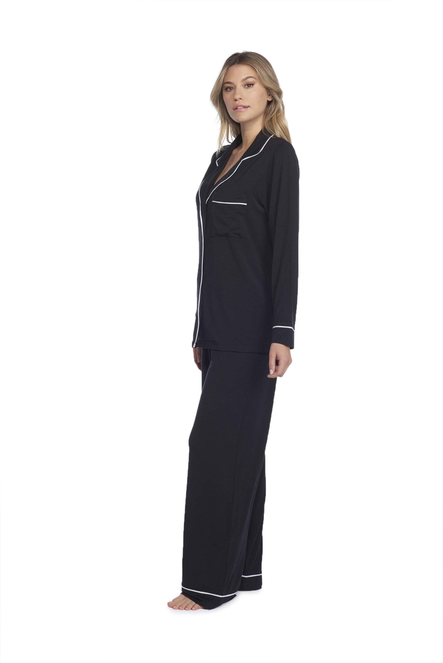 Luxe Milk Jersey Piped Pajama Set