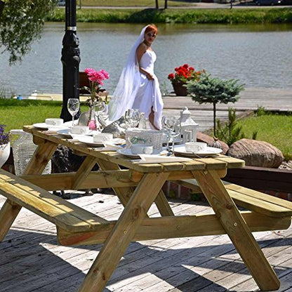 - Wooden Marta 8 Seater Picnic Table - Wood Picnic Bench