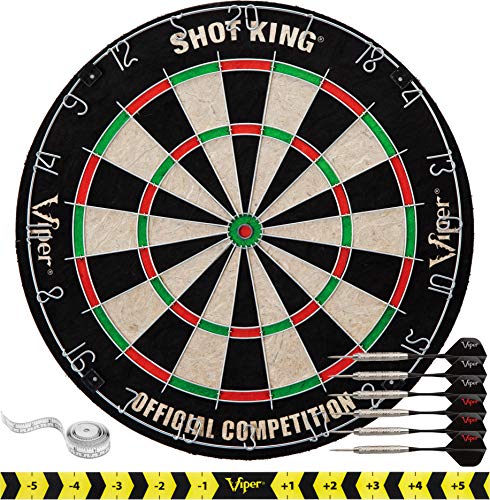 - Viper by GLD Products Shot King Regulation Bristle Steel Tip Dartboard Set with Bullseye Metal Radial Spider Wire Compressed Sisal Board -