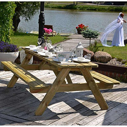 - Wooden Marta 8 Seater Picnic Table - Wood Picnic Bench