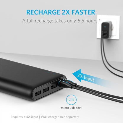 Anker Power Bank, PowerCore 26800mAh Portable Charger with Dual Input Port and Double-Speed Recharging, 3 USB Ports External Battery for iPhone 15/14/13 Series, iPad, Galaxy, Android and More