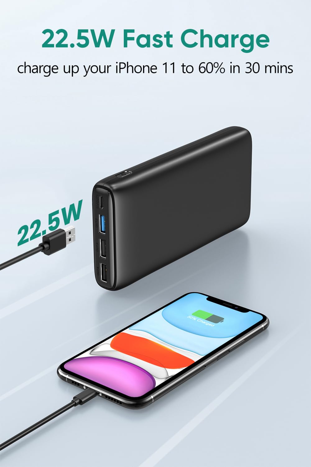 A ADDTOP 26800mAh Power Bank 22.5W Fast Charging Portable Charger USB C Portable Phone Charger PD QC 3.0 External Battery Pack with 4 Outputs for Smartphones and Tablets