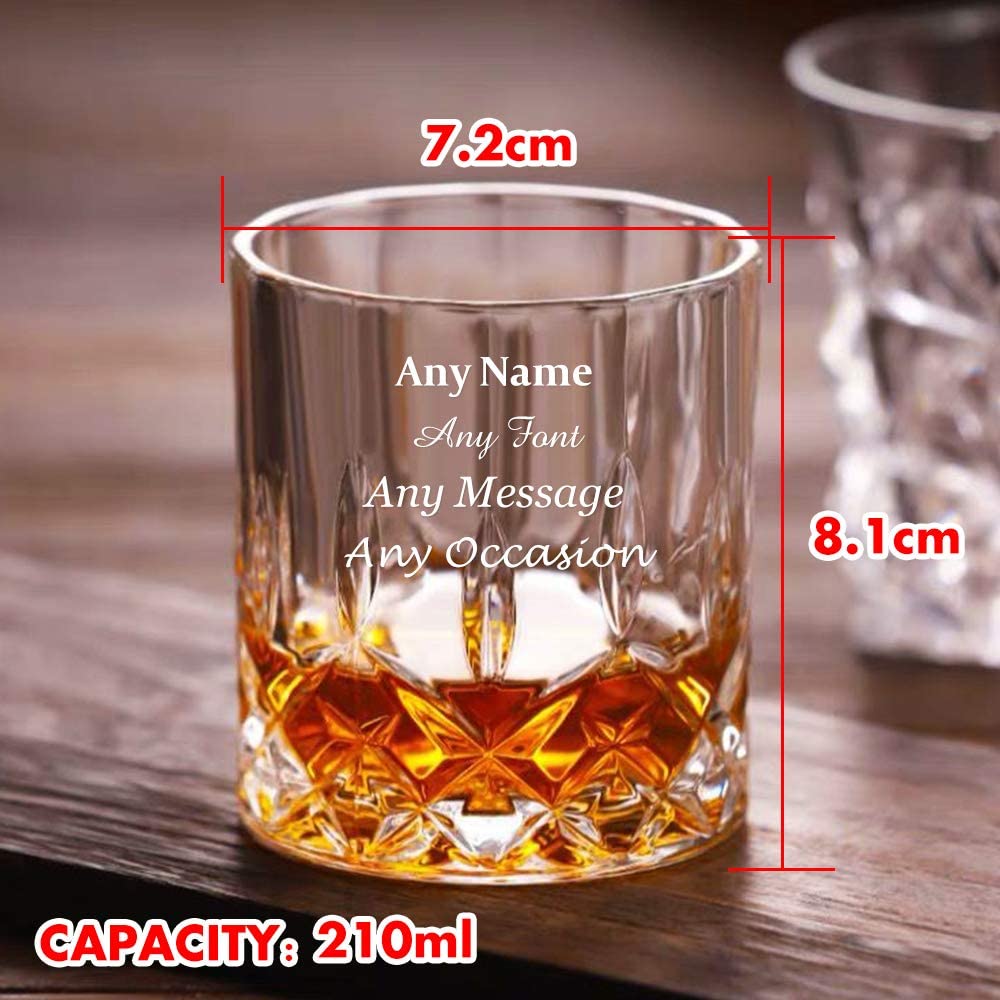 EDSG Personalised Engraved Whiskey Tumbler Glass 7oz Birthday Christmas Anniversary Wedding Gift for Men Dad Best Man Hand Finished in UK