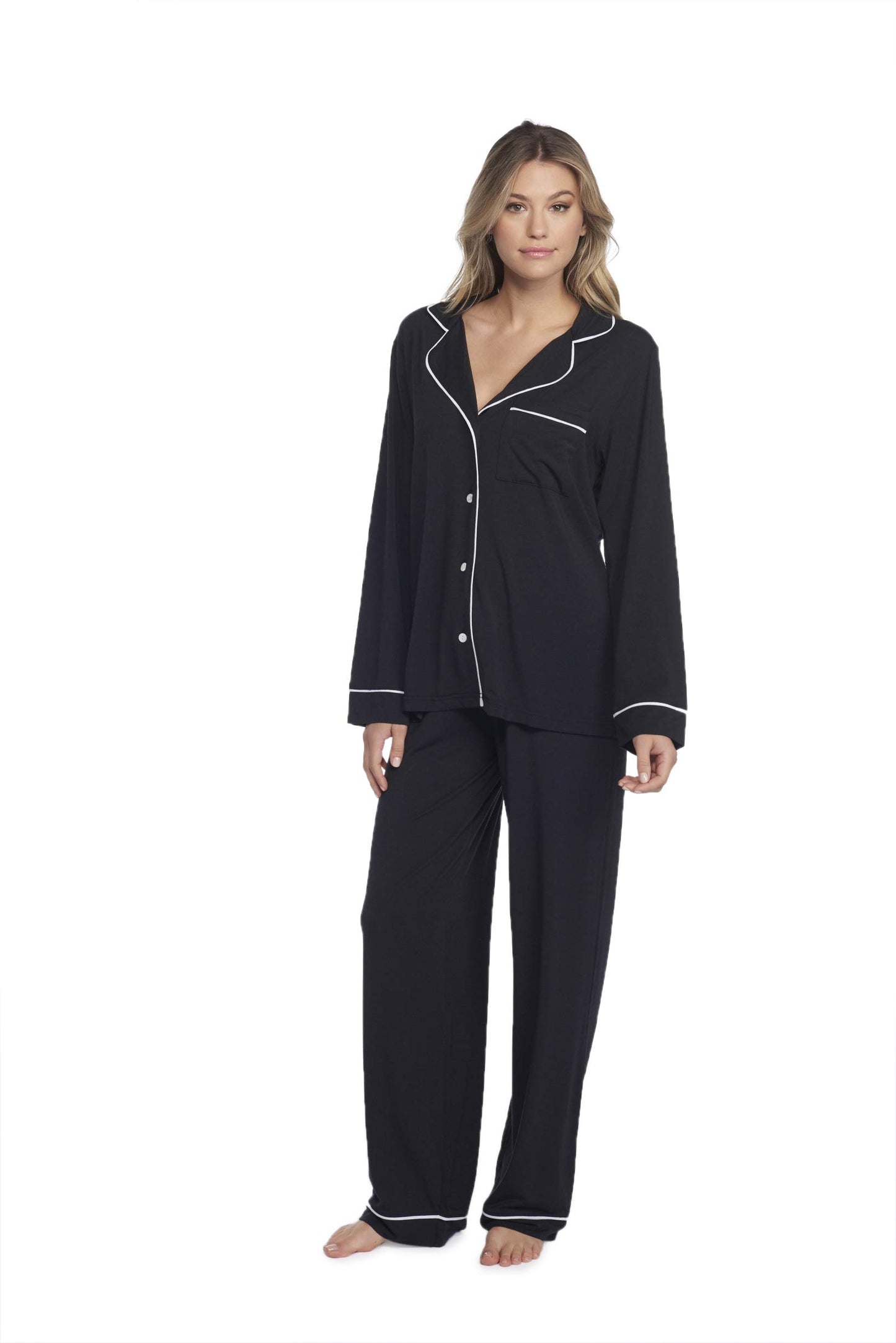 Luxe Milk Jersey Piped Pajama Set