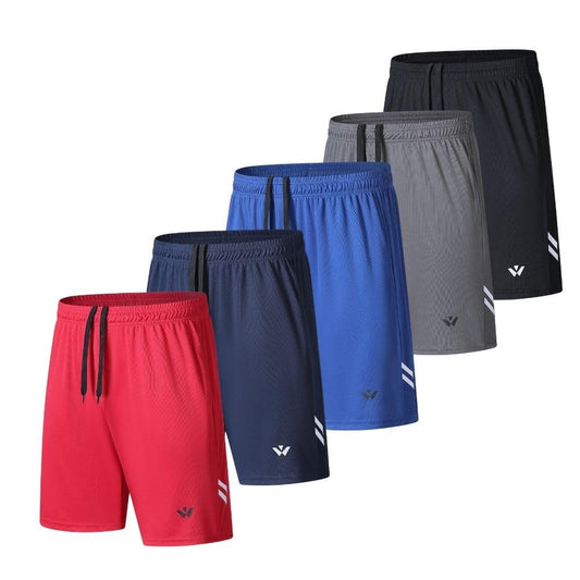 fovdtaa 5 Pack Mens Sports Shorts Men's Athletic Shorts with Pockets and Elastic Waistband, Quick Dry Workout Shorts for Men Running Trousers Black,Grey,Blue,Navy,Red M