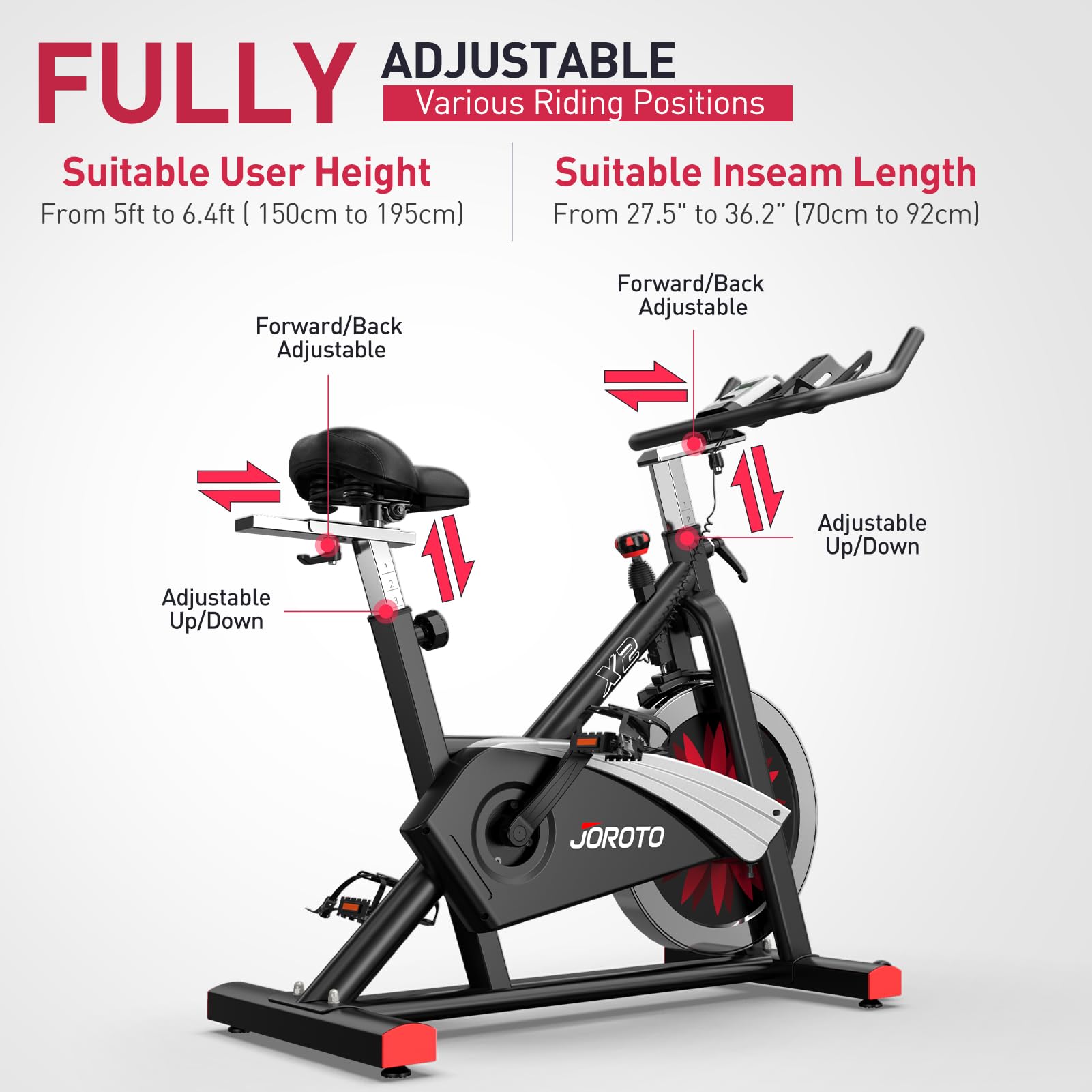 JOROTO X2 Exercise Bike for Home Use 136kg Weight Capacity Magneti Top Dad