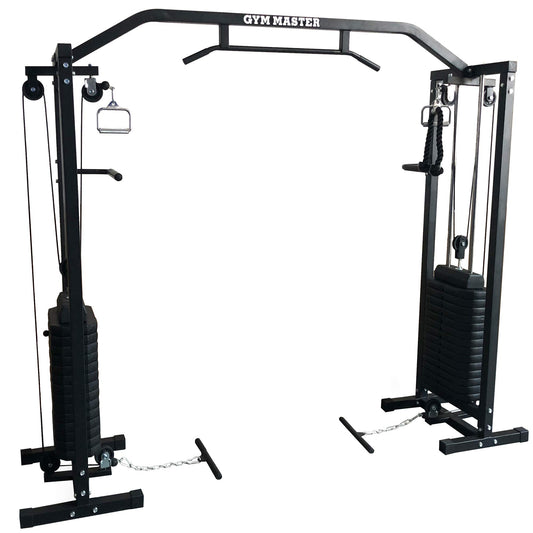 GYM MASTER 180kg Cable Crossover Machine With Upgraded Swivel Pulleys and Pull Up Chinning Bar - Black