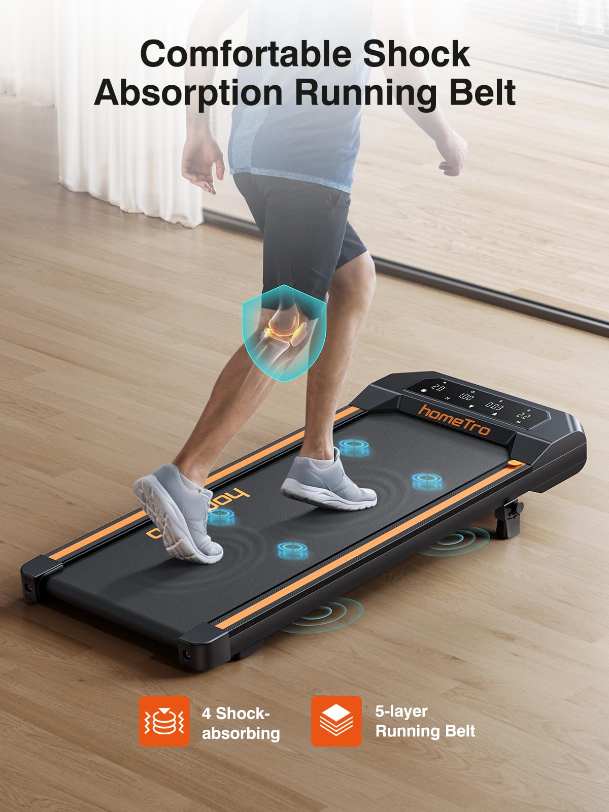 2.5HP Walking Pad, Treadmills for Home with Incline, Portable Under Desk Treadmill 130KG, with Lubricating Hole/Adjustable Speed/Remote & APP Control/Larger LED Screen, No Assembly