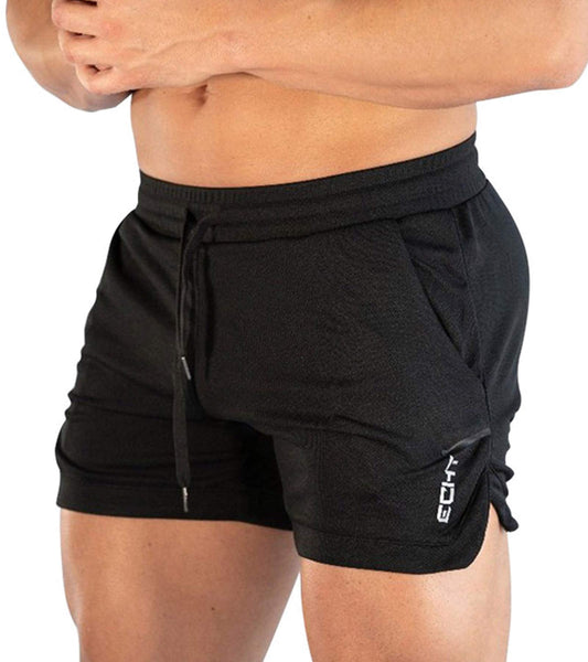 Superora Mens Running Gym 2 in 1 Sport Shorts Breathable Outdoor Workout Training Shorts with Pockets, Black, M