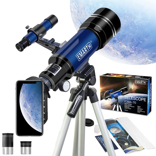 EMARTH Telescope for Kids Beginners Adult, 70mm Astronomical Refractor Telescope with Adjustable Tripod & & Finder Scope- Portable Travel Telescope Perfect for Kids Children Teens