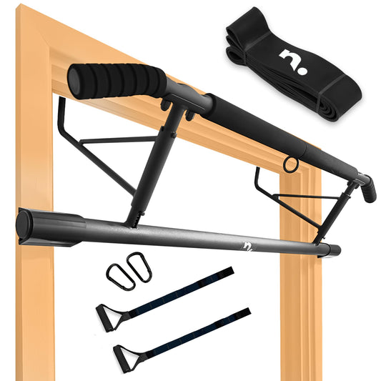 NIKHEDONIA Doorway Pull Up Bar with Foldable Design | No Drilling Needed | Includes TRX Bands and Resistance Bands | Perfect for Doorframes