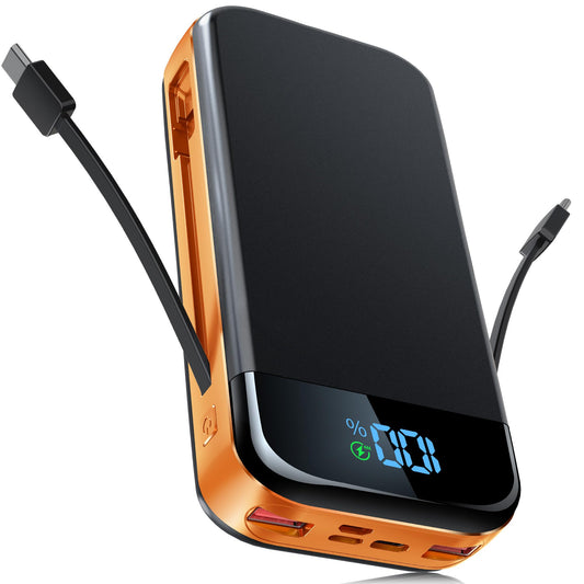 Power Bank 42800mAh Huge Portable Charger, PD20W Fast Charging USB-C Input/Output, 5 Charging ports with Extra Bulit-in Cables for iPhone/Samsung/Android/Tablet, LED Digital Display