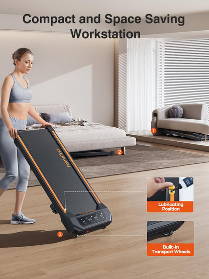 2.5HP Walking Pad, Treadmills for Home with Incline, Portable Under Desk Treadmill 130KG, with Lubricating Hole/Adjustable Speed/Remote & APP Control/Larger LED Screen, No Assembly