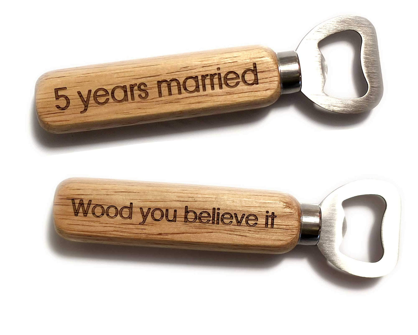 Personalised Engraved Bottle Opener with Wood Handle Choice of Fonts