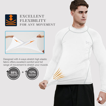 MEETYOO Men’s Compression Base Layer, Men Top Long/ Short Sleeve T-Shirt Sports Gear Fitness Tights for Running Gym Workout