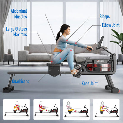 JOROTO MR23 Rowing Machines for Home Gym Foldable Rower Machine 300 LBS Weight Capacity with Bluetooth Function, Ipad Holder