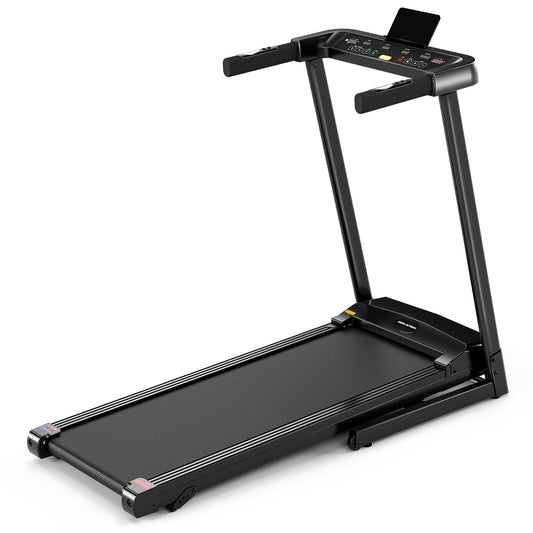 Motorised Folding Treadmill for home Office Gym Use,2.0HP Treadmill Widened Shock Absorption Running Belt,Foldable Running Machine Adjustable Speeds 1-12km/h with Bluetooth speaker (Black)