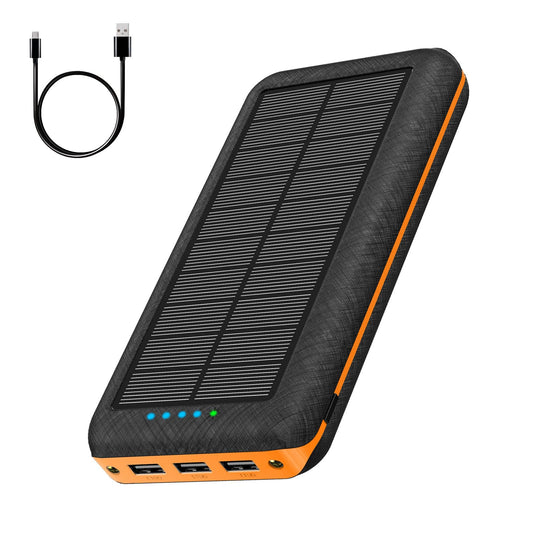 Power Bank 26800mAh Portable Charger Power Pack Solar Power Bank with 3 Outputs 2 Input LED Flashlight LED Flashlight for Travel Camping Hiking