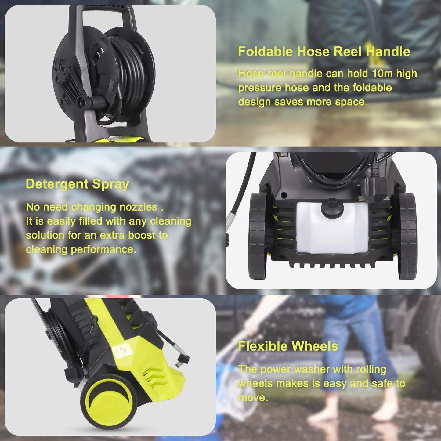 - Stream Pressure Washer | 2000W 150Bar 450L/H | Portable Electric Power Washer -