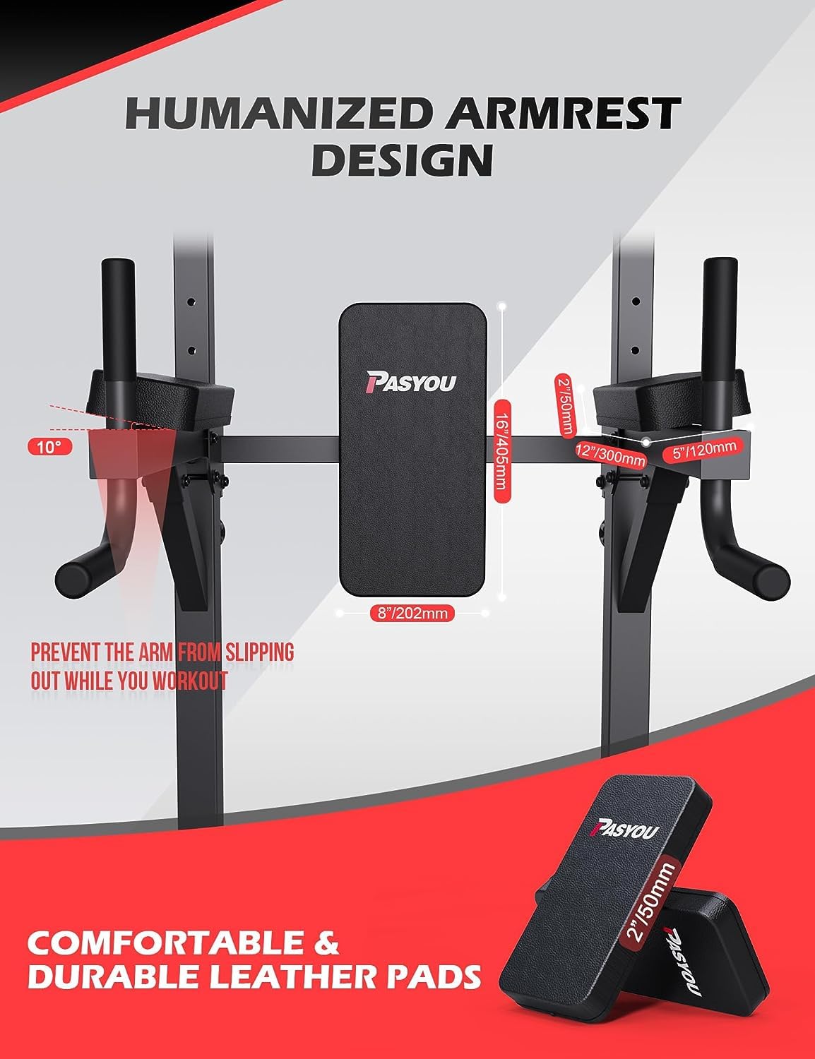 PASYOU PU40 Power Tower, Adjustable Pull Up Bar Dip Station for Home Gym Strength Training, Pull Up Bar Dip Stand Workout Equipment Max Load 660LBS