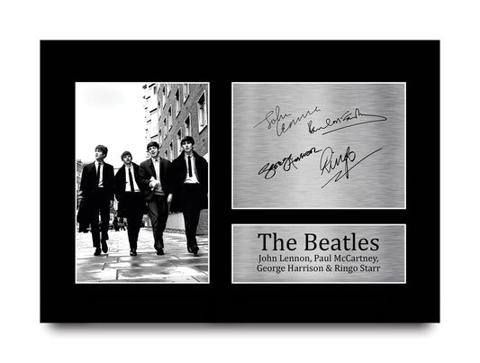 HWC Trading The Beatles Signed A4 Printed Autograph John Lennon Ringo Starr Paul McCartney George Harrison Music Gift Print Photo Picture Display