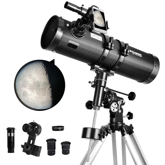 - Telescope | 130EQ Newtonian Reflector Telescope | Comes with 1.5X Barlow Lens | Smartphone Adapter & 13% T Moon Filter -