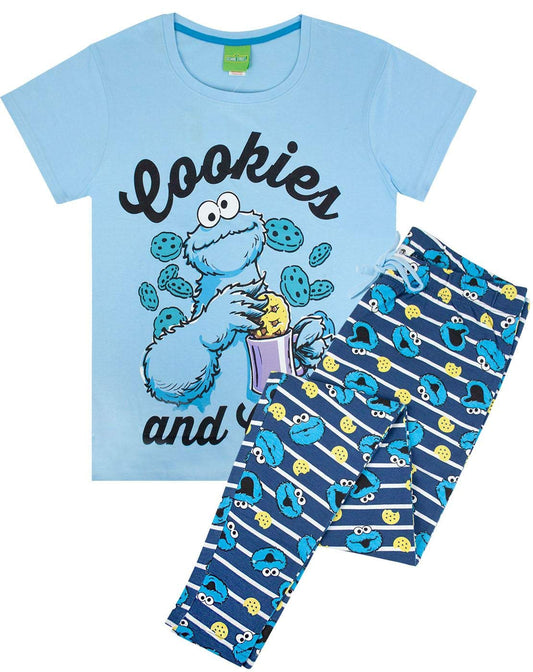 Sesame Street Cookie Monster Women's Ladies Adult's Pyjamas Nightwear PJ Set - L